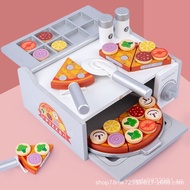 Food Simulation Cutting Wooden Pizza Scale Pretend Play Role Play Cutting Fun Oven Toy for Children 
