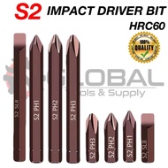 🇲🇾 READY STOCK 🇲🇾 S2 IMPACT DRIVER BIT HEAVY DUTY 8MM (36MM - 80MM) PH1-PH2-PH3-PH4