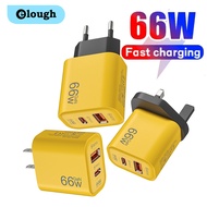 Elough 66W Dual Ports QC3.0 USB Charger Fast Charging PD20W Type C Mobile Phone Charger Power Adapte