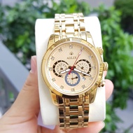 Đồng hồ Nam Aolix AL7049G dây vàng mặt vàng chạy 6 kim thể thao kính sapphire chống xước chống nước