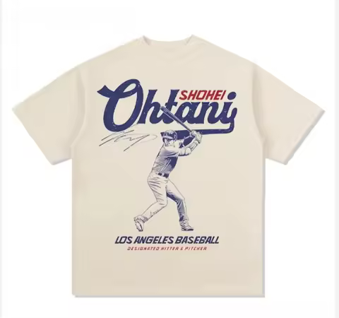 Shohei Ohtani Cotton T Shirt Baseball Star High Street T-shirt Breathable Top Adult Crewneck Casual 