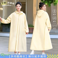 Jas hujan panjang tebal dengan penutup kepala, kalis air sepenuh badan, untuk lelaki dan wanita, pel