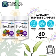MEGALIVE Brevease Capsules 60s Tiger Milk Mushroom Cordyceps Andrographis Lung Supplement Cough Sinu