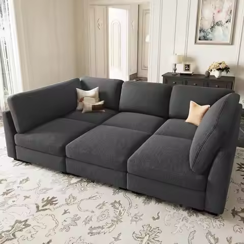 86.2 Sleeper Sofa Bed with Deep Seating in Cloud-Like Sectional Couches for Living Room in Grey