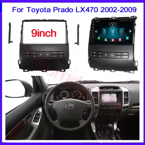9 inch 2din Car Radio Fascia Panel for Toyota Prado 120 LX470 2002-2009 Android Radio Dashboard Kit 