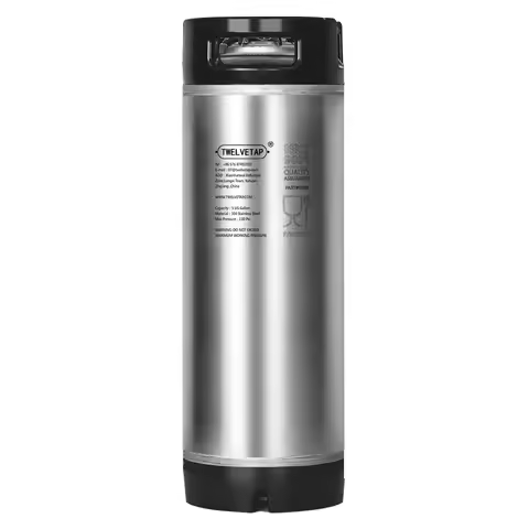 TWELVETAP 5Gal/19L Beer Keg 304 Stainless Steel Coke Syrup Milk Soda Barrel Rubber Handle Bucket Bal