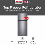 LG 516L Inverter Top Freezer Fridge GN-C602HLCM | Platinum Silver Finish Smart Diagnosis Peti Sejuk 冰箱