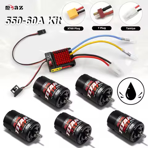 RCXAZ Brushed Combo 550 Motor 60A ESC for 1/10 RC Crawler Axial SCX10 AXI03007 JL 90046 Traxxas TRX4