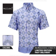 Paccolinno - (Regular) Purple Color Malaysia Men Batik Short Sleeve Kemeja Batik Lelaki Lengan Pende