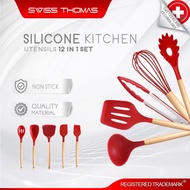 SwissThomas 12Pcs Cooking Tools Kitchen Cookware Set Silicone Utensils Cooking Set Household Kitchen