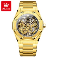 OLEVS 6669 Mechanical Men Sport Watch Gift Round-dial Stainless Steel Watchband Wristwatch Luminous