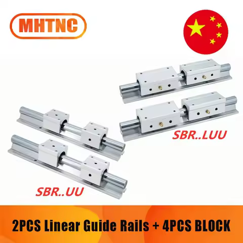 2PCS Linear Support Rails SBR12 SBR16 SBR20 SBR25 200MM-1000MM + 4PCS Carriages Slides Smooth Motion