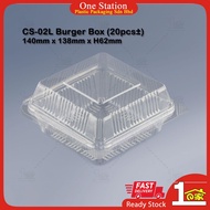 MTP Burger Box CS-02L Plastic Transparent / Bekas Burger CS-02 (20pcs±)