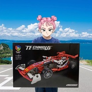 เข้ากันได้กับบล็อกอาคารอนุภาคขนาดเล็กของ LEGO รถแข่ง F1 บล็อกอาคารประกอบยากของเล่นโมเดลรถสปอร์ตดึงกล