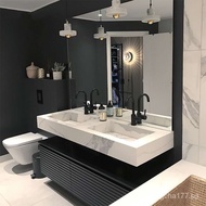[Ready stock]New Stone Plate Whole Washbin Bathroom Cabinet Wash Basin Bathroom Modern Light Luxury Wash Inter-Platform Basin Smart Mirror Cabinet
