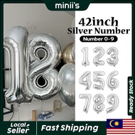 MINIIS PARTY Number Balloon 42 Inch Balloon Number Foil Balloon Belon Number Silver Number Balloon D