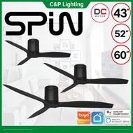 Spin Espada 43" / 52" / 60" Smart Matte Black Designer DC Ceiling Fan with Optional LED