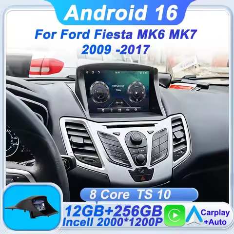 Car Radio Android 16 8 core For Ford Fiesta MK6 MK7 2009 -2017 GPS Navigation Smart Car Systems Wire
