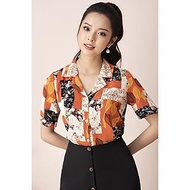 Áo Sơ Mi Lụa Nữ Cao Cấp LUPERI LFSM1211 Dáng Suông, Cổ Chữ V Thanh Lịch, Vải Lụa Cát Hàn Không Nhăn,