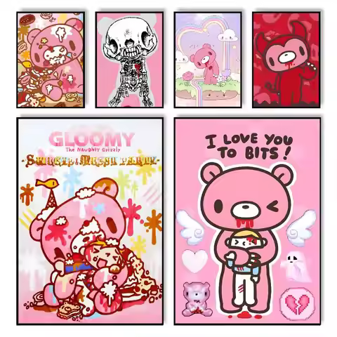 Cartoon G-gloomy Bear Poster sticky wall waterproof home living room bedroom bar aesthetic decoratio