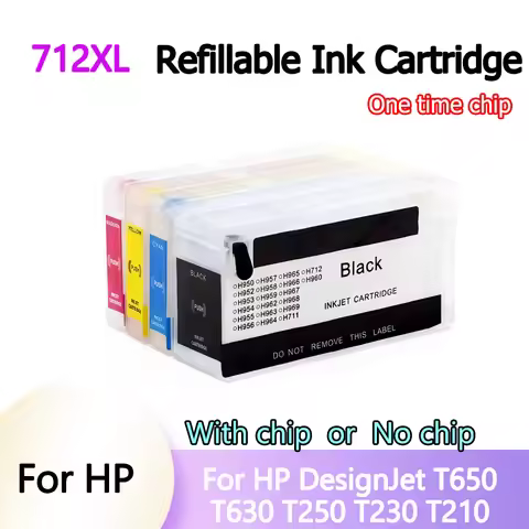 For hp 712 712XL Refillable Ink Cartridge With Disposable Chip For HP DesignJet T650 T630 T250 T230 