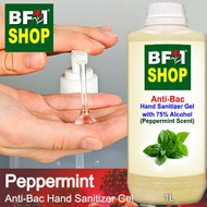 Anti Bacterial Hand Sanitizer Gel with 75% Alcohol  - mint - Peppermint Anti Bacterial Hand Sanitizer Gel - 1L