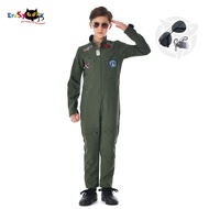 Retro Movie Top Gun Cosplay Military Pilot Costume For Kids American Airforce Uniform Boys Flight Suits Army Jumpsuit