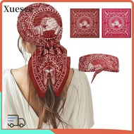 XUESEE Woman Hip Hop Face Towel, Handshake Print Imitation Silk Men's Headscarf, Fashion Peace Dove 