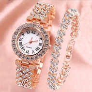 ORUSS [Watch+Bracelet] Fashion Diamond Gold/Silver Luxury Unique Ladies Waterproof Korean Version Wa