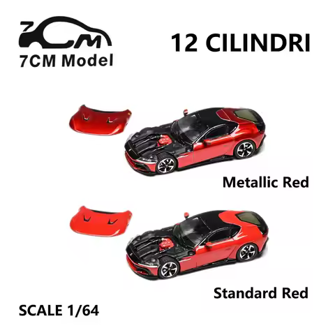 In Stock Ready To Ship 7CM Model 1:64 Ferrari 12 Cilindri Metallic Red & Standard Red Diecast Car Mo
