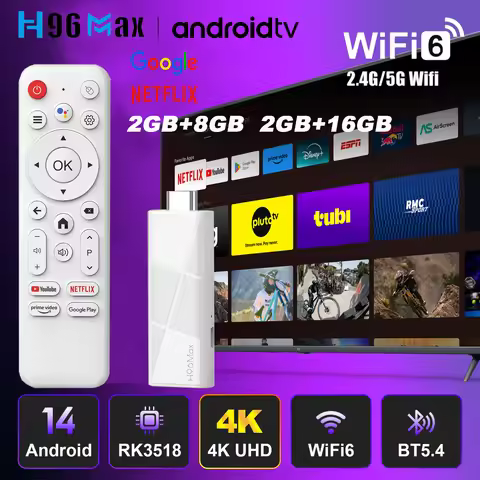 Android 14 ATV Smart TV Stick Support 4K Video 4K@60fps BT5.4 WiFi6 Rockchip RK3518 Quad Core Google
