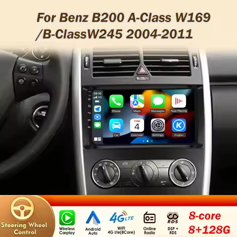 Car Radio For Mercedes-Benz B200 A-Class B-Class W169 A160 A180 A200 A220 2009-2012 Carplay 2din 9" 