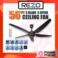 REZO 56'' 5 Blades Ceiling Fan AX56 5 speeds Remote control ( Black / White ) /  REZO VENTUS 56'' MY