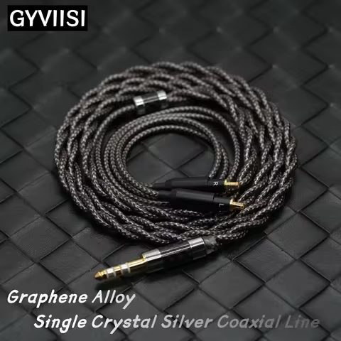 GVS-21 Graphene Alloy+OCC Silver Coaxial HiFi Headphone Cable Gold+Silver Plated Plugs 3.5/2.5/4.4mm