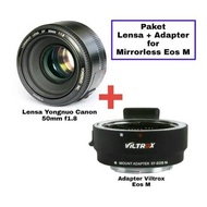 Yongnuo Lens 50mm f1.8 plus Adapter converter Viltrox for canon Eos M