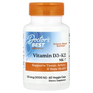 Doctor's Best Vitamin D3 + K2 MK-7, 60 Veggie Caps (No.3850)