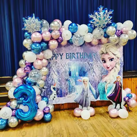92pcs Frozen Balloon Snow Queen Elsa Number Balloon Set Birthday Party Baby Shower Party Balloon Bir
