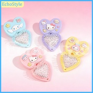 Cartoon Folding Comb Bounce Curl Define Styling Brush with Detachable Mirror