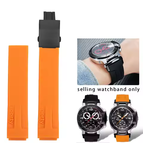 For Tissot Men's Watch T048 Racing T-RACE Sports Series T048417A Silicone Rubber Watch Strap 21mm Me