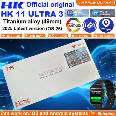 2026New HK11 ULTRA 3 Max Smartwatch 49mm AMOLED 4G ROM AI Robot Bluetooth Network Call Clock NFC Com