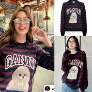 GANNI knit SWEATER A Knitted Made From Famous Brands Many Influencers Wear It. Very Cute Woven Patte