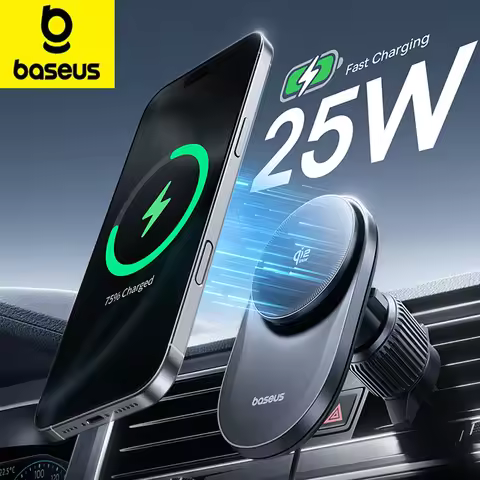 Baseus Qi2.2 Cooling Magnetic Car Phone Holder 25W Wireless Charger Fast Charging for iPhone Samsung