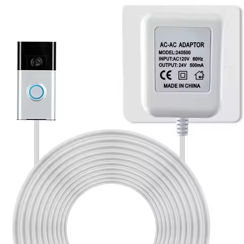 Doorbell Transformer 24V 500MA Doorbell Power Adapter AC110-240V to AC24V, Compatible with Ring, Nes
