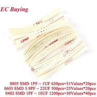 500pcs-1200pcs 0805 0603 0402 SMD Capacitor 1PF -1UF 3.9PF-22UF 1PF-10UF Components Package Capacito