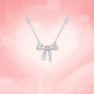 S925 Queen Glory Pink Diamond Series Girl New Style Bow All-Match Pendant Wholesale Sterling Silver 