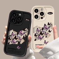 Thai stocks Cod silicone paint Case for iPhone 11 14 15 Pro Max 7 8 plus XR 13 12 Pro Max XS Max Butterfly phone cover E2JP