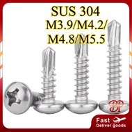 304 stainless steel round head cross drill tail screw pan head self-tapping self-drilling color stee