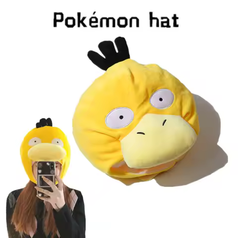 Cute Psyduck Hat Kawaii Japanese Style Plush Hat For Girl Warm Hat For Winter Funny Photo Props Chri