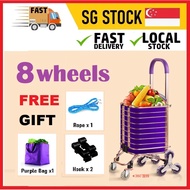 Folding Trolley Foldable Box Shopping Cart Box Trolley Market Trolley (8 Wheel Base Ready Stock)