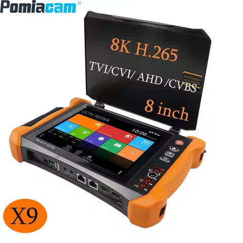 8K H.265 8 Inch HD CCTV Tester Monitor IP /8MP TVI/CVI/ AHD and CVBS Camera Tester HD SDI/EX SDI 204